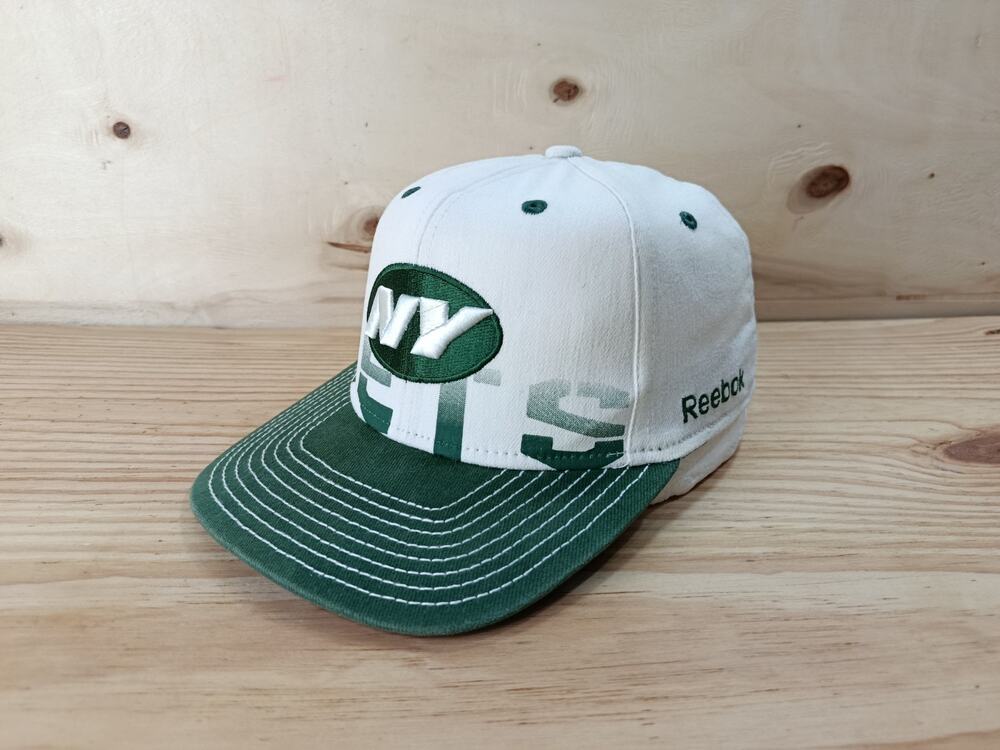 Vintage Reebok NFL New York Jets White Green Cap Hat Embroidered Logo S/M EUC